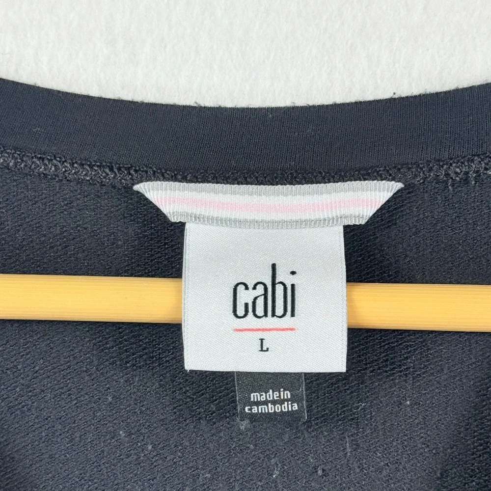 Cabi Cutout Layered Top Womens Large Black Long Sleeve Edgy Capsule Chic Modern